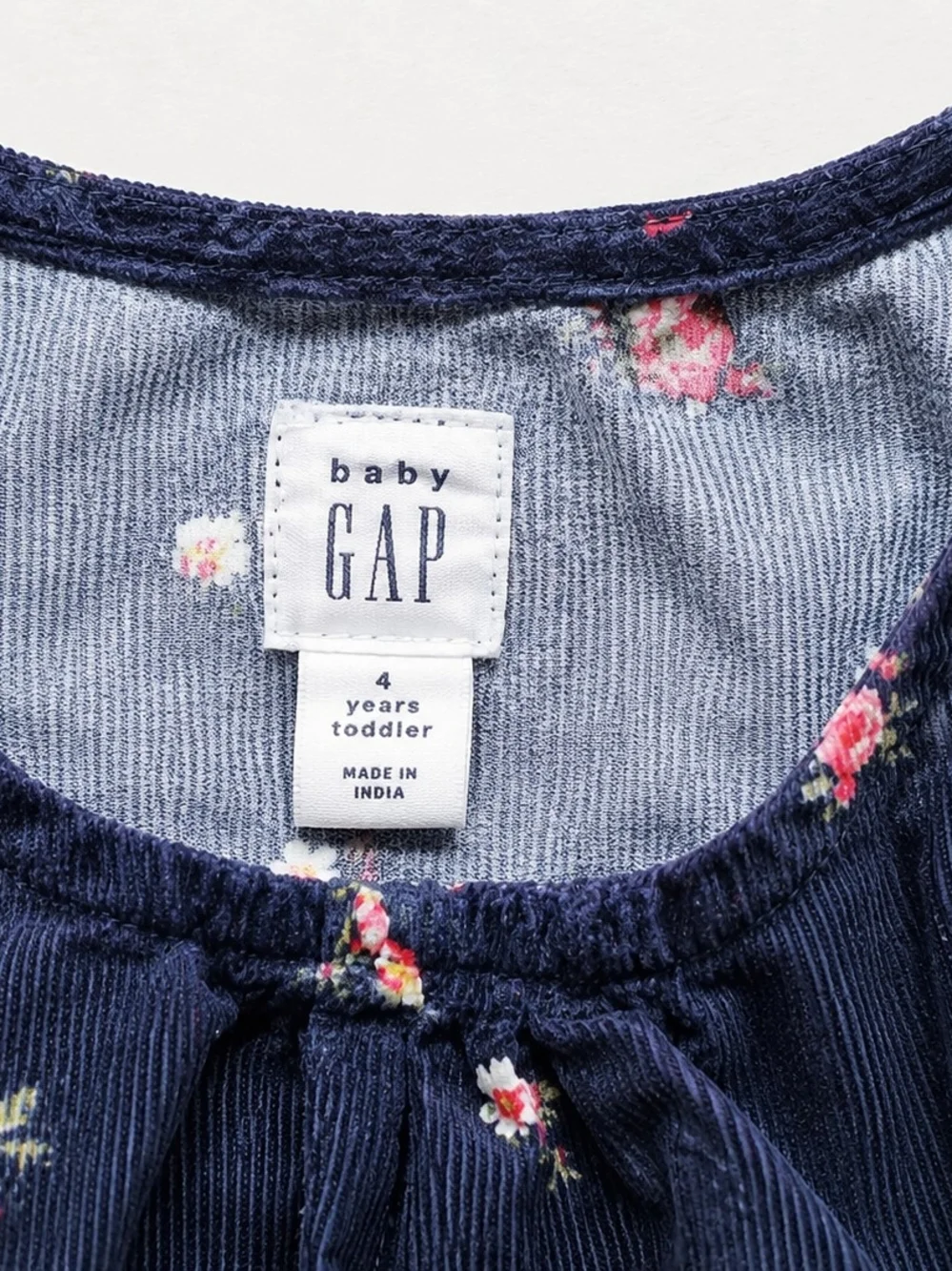 GAP Navy Corduroy Floral Toddler Dress